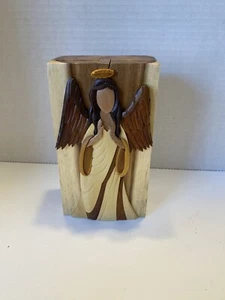 Carver Dan's Guardian Angel Secret Wood Puzzle Box 6 1/2" L x 3 3/4" W x 2” H - Picture 1 of 7