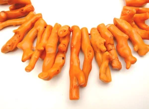 50-70mm Branch Natural Orange Coral Loose Beads for Jewelry Making Strands 15" - Picture 1 of 23