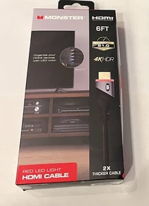 Cable Monster HDMI 6 FT 4K HDR LED Rojo ~ Alta Velocidad ~ 2 X Más Grueso ~ 60Hz - Imagen 1 de 2