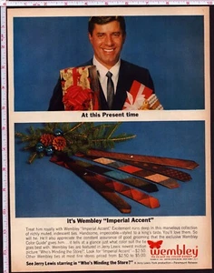 Corbatas para hombre Wembley 1963 Jerry Lewis vintage anuncio impreso película celebridad Hollywood - Imagen 1 de 1