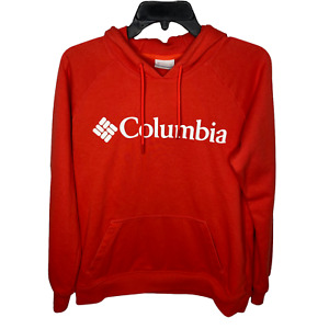 Columbia Hoodie Medium Coral Orange Long Sleeve Pullover  Logo French Terry M 