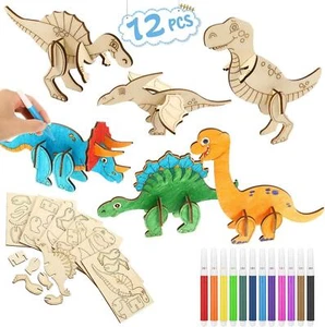 Dinosaurier Holz Bastelset für Kinder 24-teilig DIY Drachen Geburtstag - Bild 1 von 7