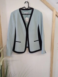 Kasper Womens Blue Shoulder Pads Open-Front Blazer Jacket 10 - Picture 1 of 2