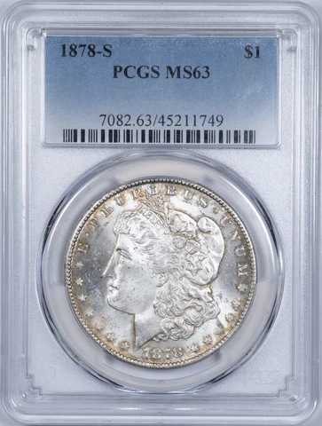 1878-S PCGS MS63 Uncirculated Morgan Silver Dollar, San Francisco Mint 749 Cover