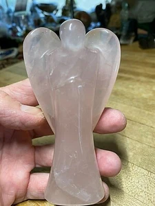 Rose Quartz Premium Crystal Gemstone Lg Artisan Hand Carved Angel Specimen 889 - Picture 1 of 8