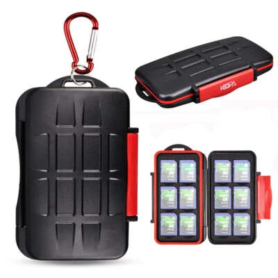 Water-Resistant Memory Card Holder Storage Case Box fit 12 SD SDHC SDXC Cards - Image 1 of 4