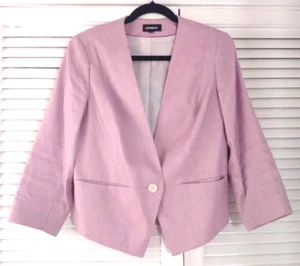 Express sz. 12 Jacket Women’s Pink Blazer One Button Linen Blend Long Sleeves - Imagen 1 de 8