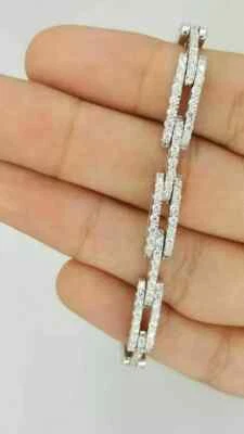 4Ct Round Lab-Created Diamond Women's Tennis Bracelet 14K White Gold Plated 7"in - Image 1 of 4