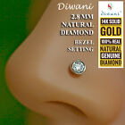 2.8mm Real Si Diamond Bezel Set Nose Lip Labret Rin Piercing Pin Screw Stud