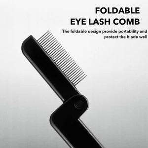 Portable Folding Eyelash Comb Set of 2 Black Compact Eyelash Separator #K44 - Picture 1 of 3