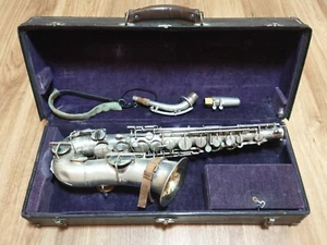 VINTAGE WURLITZER AMERIKANISCHES NIEDRIGPITCH-SAXOPHON BUESCHER M-STÜCK Nickel/Silber - Bild 1 von 12