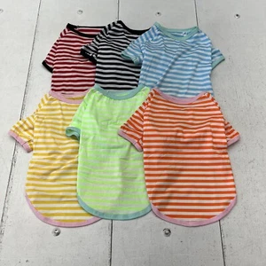 Geyoga 6 Pieces Multicolored Striped Dog T-Shirt Puppy Size X-Large NEW - Picture 1 of 5
