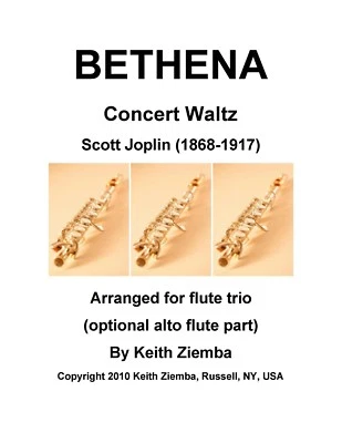 Joplin  Bethena Concert Waltz arr. for Flute Trio opt. alto flute part  new  - Image 1 of 4