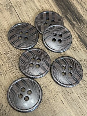 Metal Printed Button Black Brown Pattern Pack Of 6 32L (20mm) - Image 1 of 3
