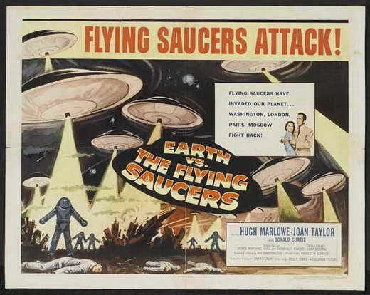 EARTH VS. THE FLYING SAUCERS Movie POSTER 22x28 Half Sheet B Hugh Marlowe Joan - Imagem 1 de 1