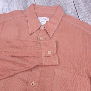 Ermenegildo Zegna Hemd Herren XXL Leinen Flachs orange Streifen Knopf Langarm Oberteil - Bild 1 von 6