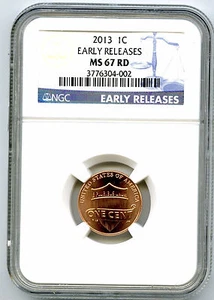 2013 P US MINT LINCOLN CENT UNION SHIELD NGC MS67 RD EARLY RELEASES UNCIRCULATED - Picture 1 of 2