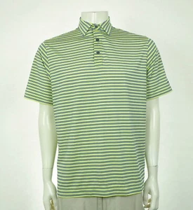 FootJoy Polo Shirt Mens Medium FJ Lime Green Striped Walnut Creek Golf Preserve - Picture 1 of 5