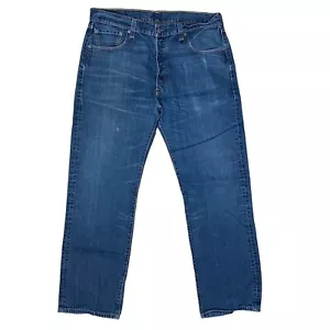 Levis 501 Jeans 35x31 (Etikett 36x32) dunkelblau Button Fly 100% Baumwolle Denim Hose - Bild 1 von 9