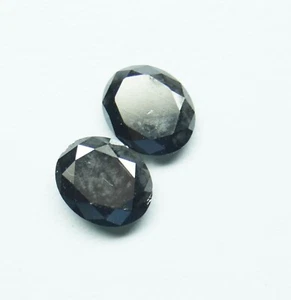 Paar lose Diamanten 0,95 kt 5,80 x 4,93 mm natürlicher schwarzer Ovalschliff für Ohrringe P474 - Bild 1 von 10