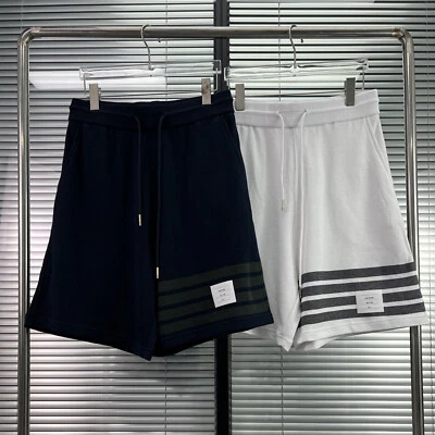 Pantalones Cortos Informales Thom Browne Hombres/Mujeres Verano Clásicos Nuevos a Rayas Foto 1 de 4