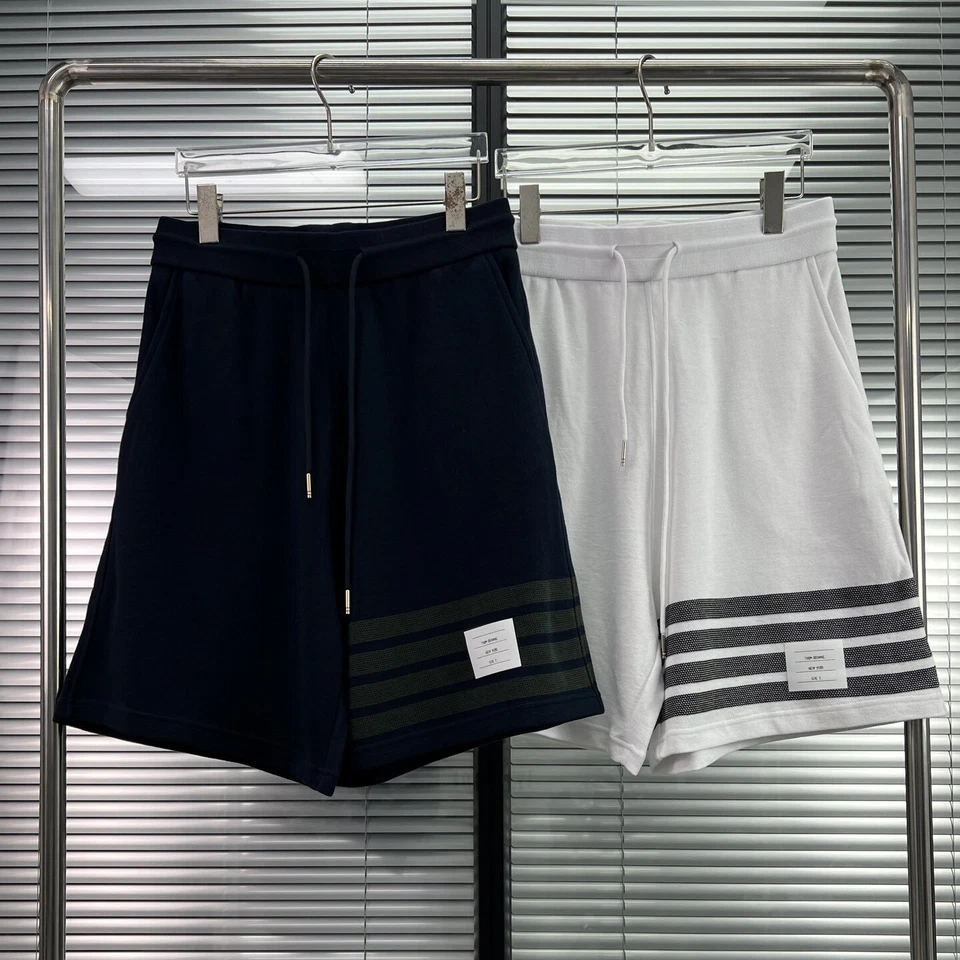 Pantalones Cortos Informales Thom Browne Hombres/Mujeres Verano Clásicos Nuevos a Rayas Foto 1 de 4