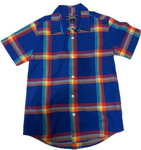 Land’s End Boys Button Down plaid Shirt Size L or 7 - Picture 1 of 3