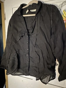 Cynthia Ashby Black Linen Jacket Large Extra Large Amazing Detailing - Picture 1 of 8