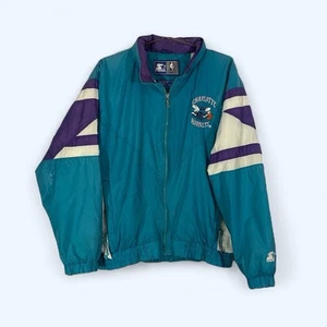 VINTAGE CHARLOTTE HORNETS STARTER JACKE DURCHGEHENDER REISSVERSCHLUSS HERREN LARGE LESEN - Bild 1 von 11
