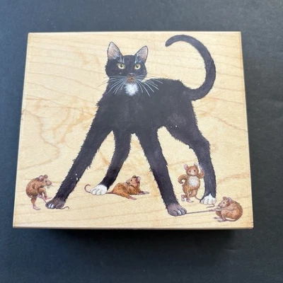 Estampillas Suceden Monty Gato Atrapando Ratones Divertido Sello de Goma 90355 Charles Wysocki Foto 1 de 4