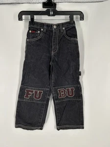 Jeans larghi Fubu ricamati vintage Y2K Spell Out giovani ragazzi bambino taglia 4 4T - Foto 1 di 9