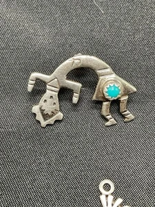 Vtg Native American Yeii Man Stearling Silver With Turquoise, Signed And Stamped - Picture 1 of 2