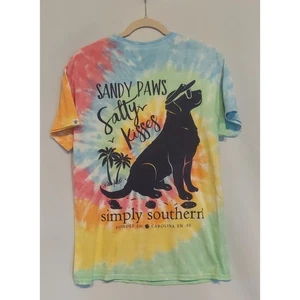 Simply Southern Womens Tie-Dye "Sandy Paws Salty Kisses" SS T-Shirt Size Medium - Picture 1 of 7
