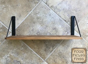 Schweberegal Wandregal rustikal Holzregal und schwarze Metallträgerwinkel - Bild 1 von 15