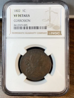 1802__Draped Bust Large Cent__NGC VF Details (Corroded) - Image 1 of 4