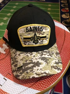 New Orleans Saints NFL Salute to Service Black & Digi Camo Stretch Fit Hat Cap - Picture 1 of 3