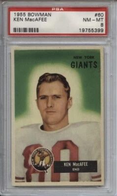 1955 Bowman # 60 Ken Macafee RC PSA 8 NM-Mint Giants Alabama - Image 1 of 2