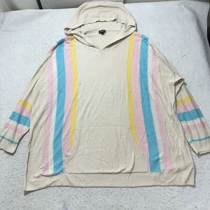 Torrid Women's Plus Size 3X Lightweight Sweater Hooded Pullover Beige Striped - Picture 1 of 14