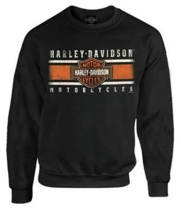 Harley-Davidson Men's Custom Iconic B&S Fleece Pullover Sweatshirt - Black - Picture 1 of 2
