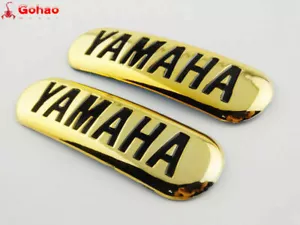 Pair Oval Oil Tank Fairing 3D Emblem Badge Decal Gold for YAHAMA Motorcycle Bike - Picture 1 of 4