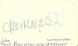 John Mayall Singer Guitarist Keyboard Rock Music Signed Index Card JSA COA - Picture 1 of 2