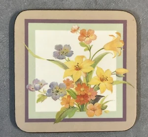 Vintage Pimpernel Coasters Floral Bouquet Set of 6 England Barware in Box MINT! - Picture 1 of 5
