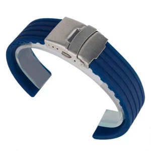 Correa de reloj de 20/22/24 mm correa deportiva impermeable pulsera de silicona azul/naranja - Imagen 1 de 13