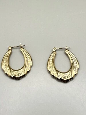 Vintage Designer 14k Yellow Gold Hoop Earrings 2.56g - Image 1 of 4