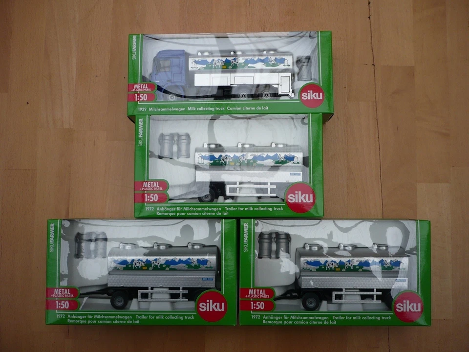 Siku 1939+ 3x1972 Milchsammelwagen und 3 Anhänger "FARMER SERIE 1:50" NEU OVP-- - Bild 1 von 1