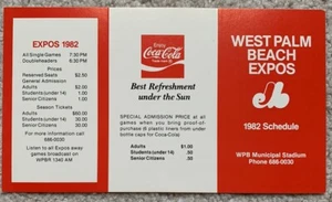 1982 West Palm Beach Expos Minor League Baseball Cola Spielplan Tickets Montreal - Bild 1 von 2