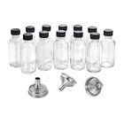 12Pc 2 Oz Small Clear Glass Bottles with Lids & 3 Funnels - 60Ml Bottles8757
