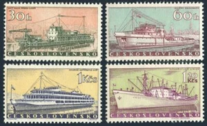 Czechoslovakia 961-964,MNH.Michel 1179-1182. Ships 1960.River Dredge Boat,Tug, - Picture 1 of 1