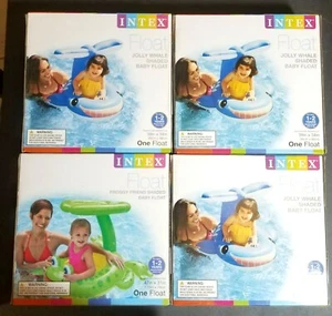 4 Intex Walfrosch Baby Kleinkind Schwimmbad Floß schwimmend aufblasbarer Sitz mit Schirm - Bild 1 von 3