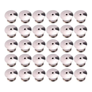 30PCS Durable Metal Flat Locking Pin Backs Brooch Badge Accessories (Silver) - Picture 1 of 12
